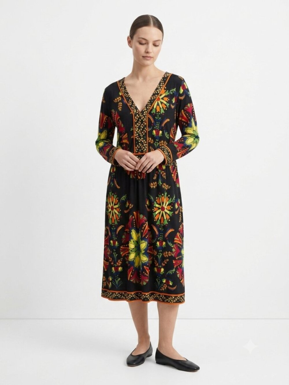 The Paragon Dress Black Green Boho Floral Peasant 2X